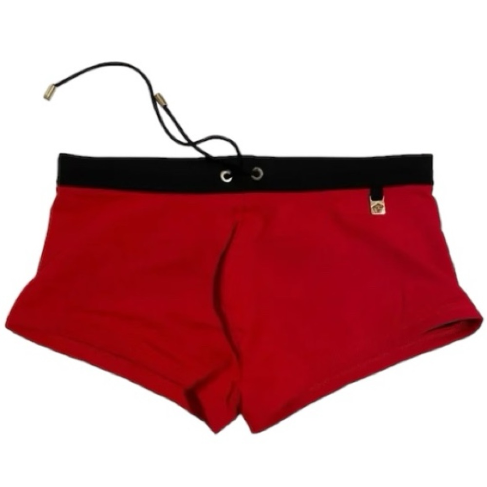 Versace Men's Red Square Swim Brief Designer Swimwear Trunks Size Medium